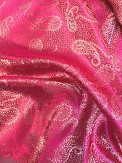 Seide Paisley rosa / gold - Meterware - SEP82