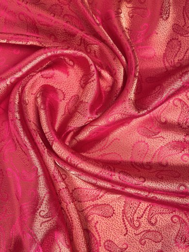 Seide Paisley rosa / gold - Meterware - SEP82