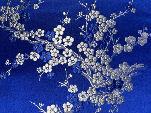 China Seidenstoff Kirschblüte blau - Meterware