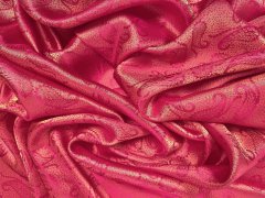 Seide Paisley rosa / gold - Meterware - SEP82