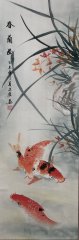 4 Rollbilder – Aquarelle von Wen Yun Reichtum Fische - Wenyun003